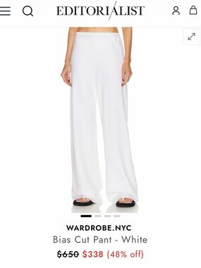WARDROBE.NYC White Bias Pants- wide leg